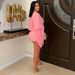 K European And American Women's Casual Solid Color Ruffle Shorts Fashionable Women's Round Neck Lantern Sleeves Solid Color Two-piece Set_ecoleips.com