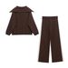 Women's Clothing Women's Casual Suit Knit Sweatshirt With Side Stripes High Waisted Trousers European American Style Clothing_ecoleips.com