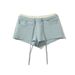 2025s 24 Summer New Women's Style Girl Drawstring Elastic Waist Casual Hot Pants Two-Piece Color-Block Stretch Shorts_ecoleips.com