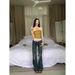 Women's Retro Hot Girl Low Waisted Skinny Jeans Distressed Washed Casual Trousers Floor Length Cotton Polyester Autumn Wear_ecoleips.com