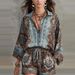 Women's Printed Long Sleeved Shorts Set Casual Two Piece Spring Summer Fashion_ecoleips.com