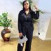 Women's Clothing High End Women's Suit Waist Shirt Trousers Black Two Piece Suit_ecoleips.com