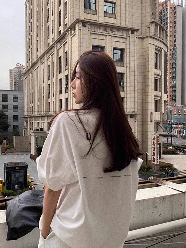 Large Size White Short-sleeved T-shirt Women's Summer New Loose And Thin Design Niche Pure Cotton Half-sleeved Top_ecoleips.com