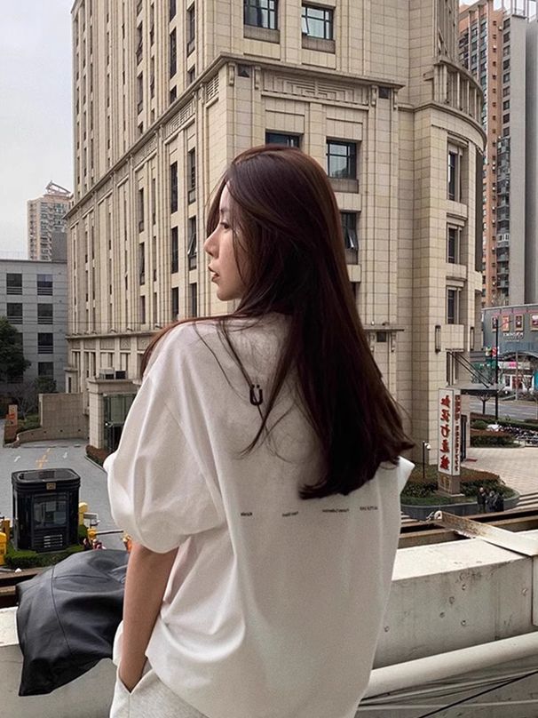 Large Size White Short-sleeved T-shirt Women's Summer New Loose And Thin Design Niche Pure Cotton Half-sleeved Top_ecoleips.com
