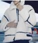 Women's Korean Style Fleece-Lined Faux Shearling Jacket Winter Casual Oversized Coat With Stand Collar - White_ecoleips.com