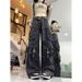 Women's Straight Leg Wide Leg Jeans American Retro High Street Workwear Casual Pants Fashionable Trendy Trousers 2024_ecoleips.com