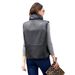 Women's clothing women's leather vest sleeveless quilted zipper padded jacket fashion stand collar size coat_ecoleips.com