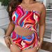 New plus Size Women's One Piece Swimsuit 2026 European American Style High Waist Digital Print Sexy One Shoulder Design_ecoleips.com