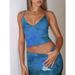 Women's Vacation Style Hot Girl Sexy V-Neck Strap Design Polyester Printed Slim Fit Half Skirt Set_ecoleips.com