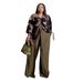 Women's Casual plus Size Pant Set Summer Wide Leg Trousers with Printed Drawstring Top European American Style Clothing_ecoleips.com