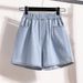 2025 Summer New A Line Thin Tencel Denim Shorts Women's Versatile Loose High Waist Wide Leg Pants_ecoleips.com