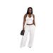 TW839 Women's Summer Casual Halter Neck Set Solid Color Street Style High Waist Wide Leg Pants with Pockets_ecoleips.com