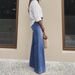 Retro Flared Jeans For Women - High Waist Vintage Denim Pants With Distressed Wash, 70s Inspired Wide Leg Bell Bottoms_ecoleips.com