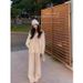 Women's Autumn Winter Wool Sweater Set V-Neck Knit Wide Leg Pants Loose Fit Casual Two-Piece Outfit Cozy Ins Style_ecoleips.com