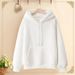 100% Cotton Sweatshirt For Women With Double Layer Hood, White High-end Student Versatile Loose T, Trendy New Couple_ecoleips.com