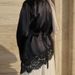 Women's Fashion Round Neck Long Sleeve Blouse With Asymmetric Hem And Lace Detail - Solid Color Basic Top For Daily Wear_ecoleips.com