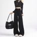 Women's Black Stretch Jeans, New Autumn And Winter Straight Wide-leg Loose Casual Pants With A High-end Design_ecoleips.com