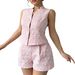 Summer Fashion Casual V Neck Set Women's Irregular Vest Shorts_ecoleips.com
