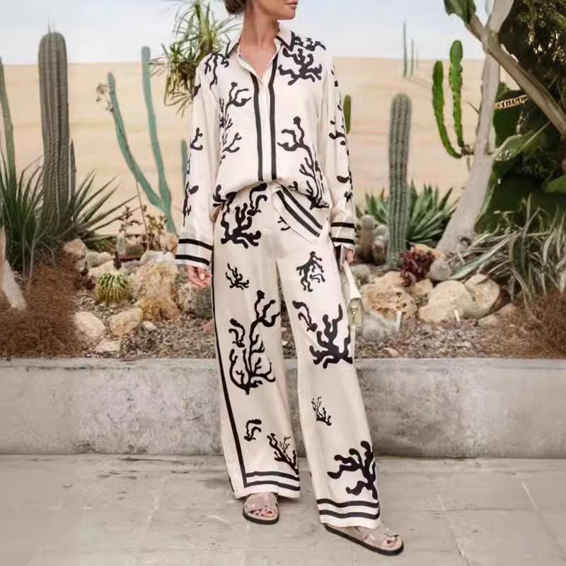 Women’s Clothing Fashion Personality Printing Long Sleeved Color Matching Holiday Leisure Loose Suit_ecoleips.com