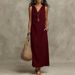 Summer Women's Sleeveless V Neck Long Dress Elegant_ecoleips.com