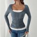 2025 European And American Fashion Simple Square-Round Neck Lace Patchwork Single-Breasted Slim-Fit_ecoleips.com