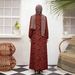 Women's Clothing Muslim Fashion Long Robe – Flowy Muslim Dress With Traditional Print (Red, S-XL)_ecoleips.com