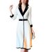 French Color Block Notched Collar Blazer Dresses Woman Button Decoration A-Line Office Dress Fall 3/4 Sleeve Elegant Party Dress_ecoleips.com