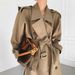 ng2510292 Khaki Trench Coat For Women, Mid-Length, 2025 Spring New Oversized British Style, High-End Feel, Petite Size_ecoleips.com