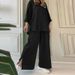 Women's Clothing Two Piece Suits Women's Long Sleeved Shirt Solid Color Pants Wide Leg Suit_ecoleips.com