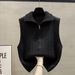 Women's Chunky Cable Knit Zip-Up Vest – High Neck Open Front Cardigan (One Size, Black/Grey/Brown/Beige, Oversized Layering Piece)_ecoleips.com