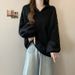 Korean Style Real Shot Solid Color Polo Collar Long Sleeve Sweatshirt For Women Spring And Autumn Thin Loose Versatile_ecoleips.com