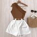 's New European American Foreign Trade Cross-border Solid Color Off-shoulder Sleeveless Top And Loose Casual_ecoleips.com