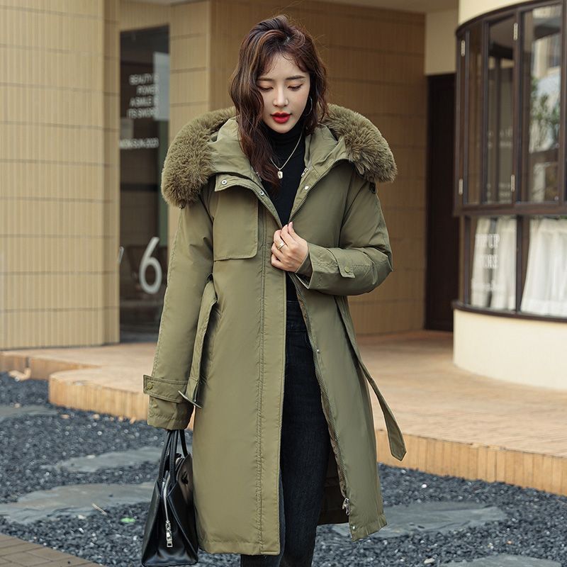 Detachable Faux Fur Trim Hooded Long Puffer Coat - Winter Warm Thickened Polyester Parka With Oversized Hood (Available In 5 Colors & Sizes)_ecoleips.com