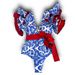 Women's Clothing New Heavy Duty Press Line Waistband One Piece Swimsuit Sexy Retro Print Ruffled Swimsuit_ecoleips.com