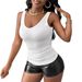 Women's Clothing Women's New Summer Solid Color Sexy Hot Girl Sleeveless Casual V Neck Vest Top_ecoleips.com