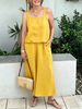 Women's Cotton And Linen Set Sleeveless Camisole Top Wide Leg Pants Two Piece Set_ecoleips.com
