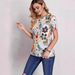 Floral Print U-Neck Short Sleeve T-Shirt For Women, Soft Breathable Casual Tee, Loose Fit Daily Top Comfortable U-Neckline_ecoleips.com