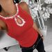 Women's Clothing Spring And Summer New Hot Sale Ribbon Stitching Round Neck Sleeveless Ribbed Top_ecoleips.com