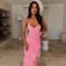 European And American 2026 Spring/Summer Sexy Backless Strap V-Neck Off-Shoulder Wave Slim Fit Side Slit Long Dress_ecoleips.com