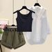 Women’s Clothing Summer Suits For Women New Style Retro Vest Western Style Sun Protection Shirt Denim Shorts Three Piece Suit_ecoleips.com