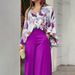 Women's Elegant Printed Shirt And Wide Leg Pants Set Fashion Casual Autumn_ecoleips.com
