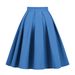Retro Hepburn Style Pleated Midi Skirt Solid Color A-Line Waist Cinching Wide Hem Versatile Fluffy 50s Women's Bottoms_ecoleips.com