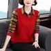A Fake Two-Piece Long-Sleeved T-Shirt Designed As A Women's Undergarment; Suitable For Autumn Wear In Larger Sizes, Feat_ecoleips.com