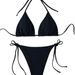 Women's Solid Color Triangle Bikini Swimsuit With Laces High Elasticity Removable Breast Pads Quick Drying Breathable Swimwear For Summer_ecoleips.com