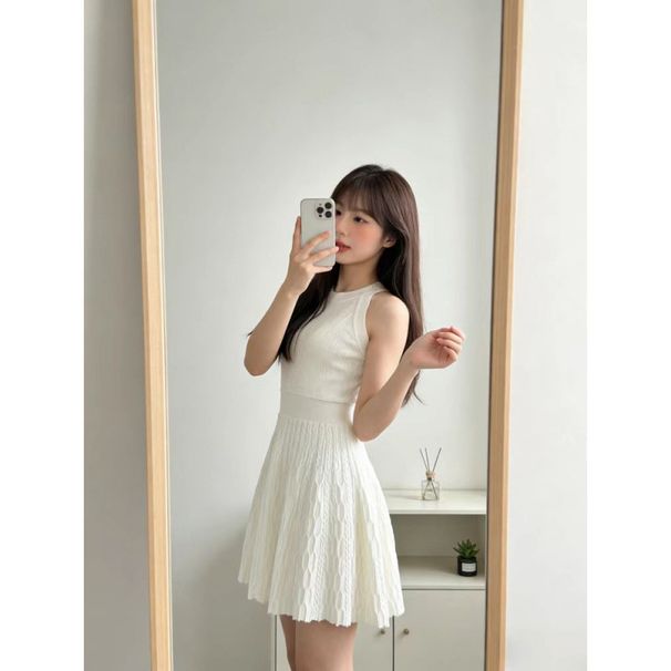 Trendy Brand Knitted Ice Silk Sleeveless Pullover Tank Slim-Fit And Slimming Women's Dress, New For Summer 2026_ecoleips.com