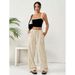 2025 New European And American Casual For Women Loose Pocket Drawstring Wide Leg Long Pants_ecoleips.com