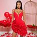 Women's Clothing New Fashion Sexy Sling Solid Color Lotus Leaf Lace Irregular Dress Short Skirt_ecoleips.com