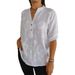 Women's Clothing Ladies Lace Embroidery Button V Neck Shirt_ecoleips.com