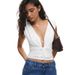 Summer Sexy Solid Color Women's Sleeveless Fitted Top Twisted V Neck Hot Girl Style_ecoleips.com