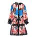 Women's Clothing women's retro geometric print lace up waist dress autumn shirt dress fashion draped tutu skirt_ecoleips.com